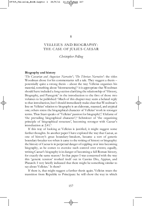 (PDF) Velleius and Biography: The Case of Julius Caesar
