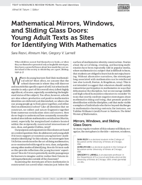 Pdf Mathematical Mirrors Windows And Sliding Glass Doors Young Texts As Sites For Identifying With Mathematics Sara Rezvi Academia Edu Pdf Mathematical Mirrors Windows And, Mirrors Windows And Sliding Glass Doors