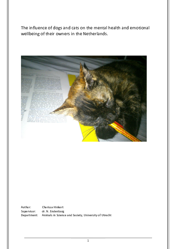 Pdf The Influence Of Dogs And Cats On The Mental Photo Inspiration
