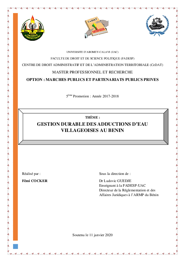 (PDF) COCKER Femi Mémoire Master MPPPP version main levée