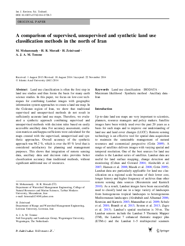 (PDF) A comparison of supervised, unsupervised and synthetic land use ...