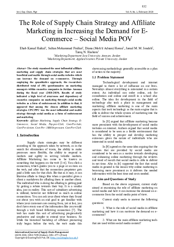 (PDF) The Role of Supply Chain Strategy and Affiliate Marketing in ...