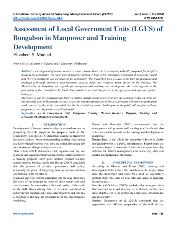 (PDF) Assessment of Local Government Units (LGUS) of Bongabon in ...