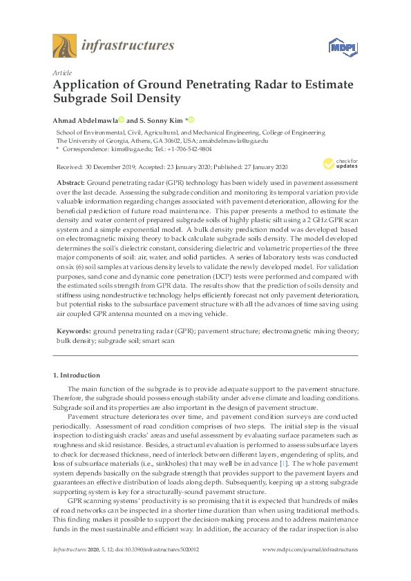 (PDF) Application of Ground Penetrating Radar to Estimate Subgrade Soil ...