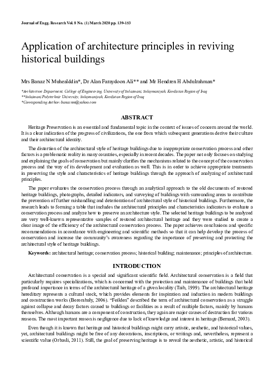 (PDF) Application of Architecture Principles in Reviving Historical