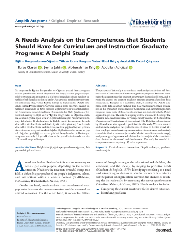 (PDF) A Needs Analysis on the Competences that Students Should Have for ...