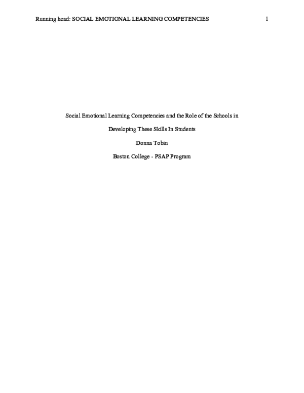 (DOC) Literature Review - Social Emotional Learning Competencies (1)