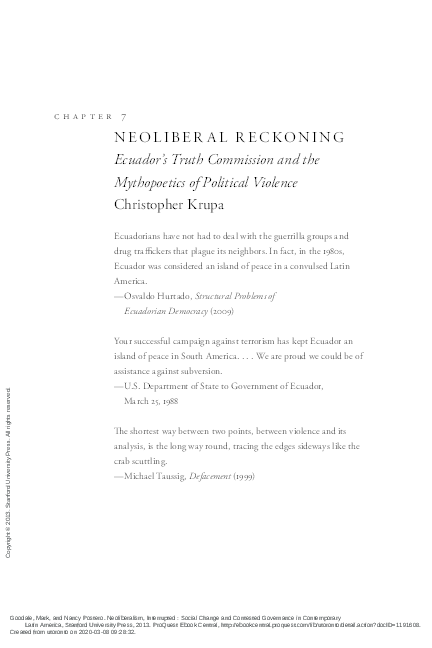 (PDF) Neoliberal Reckoning: Ecuador's Truth Commission and the ...