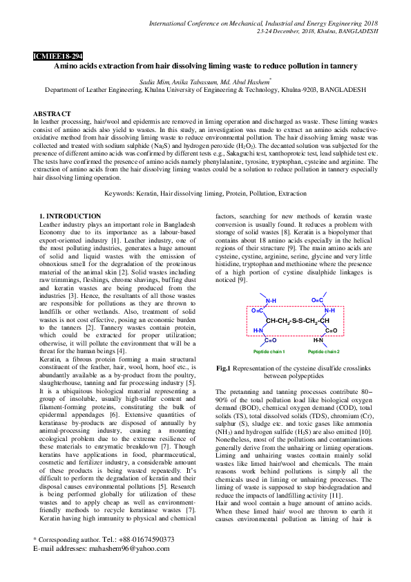 (PDF) Amino acids extraction from hair dissolving liming waste to