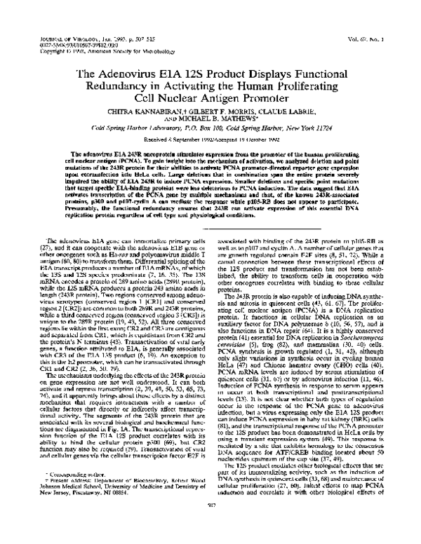 (PDF) The adenovirus E1A 12S product displays functional redundancy in ...
