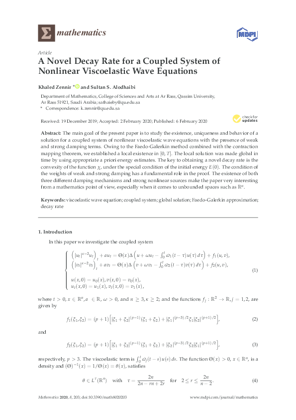 (PDF) A Novel Decay Rate for a Coupled System of Nonlinear Viscoelastic ...