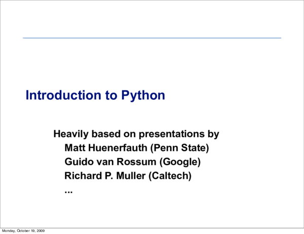 (PDF) Introduction to Python Heavily based on presentations by | Grace ...
