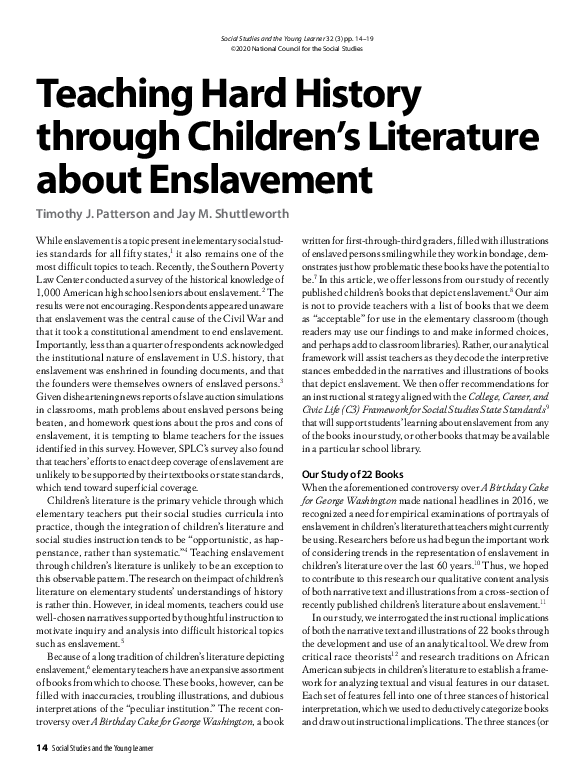 (PDF) Teaching Hard History through Children's Literature about