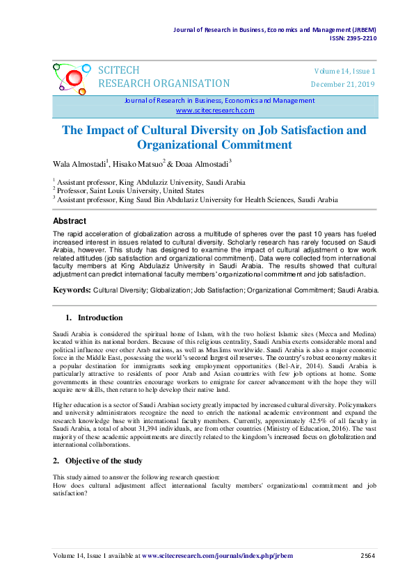 (PDF) The Impact of Cultural Diversity on Job Satisfaction and ...
