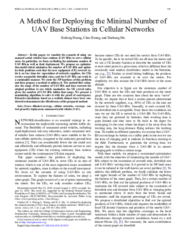 (PDF) A Method for Deploying the Minimal Number of UAV Base Stations in ...