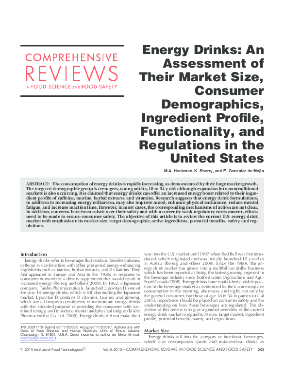 (PDF) Energy Drinks An Assessment of Their Market Size, Consumer