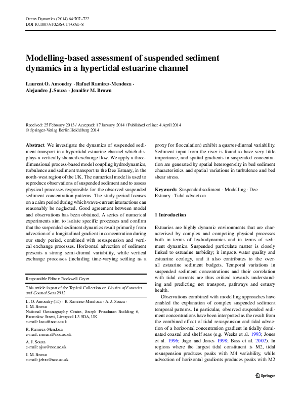 (PDF) Modelling-based assessment of suspended sediment dynamics in a ...