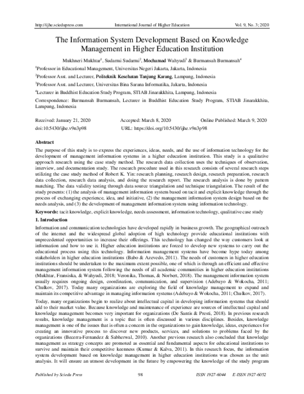 (PDF) The Information System Development Based on Knowledge Management ...