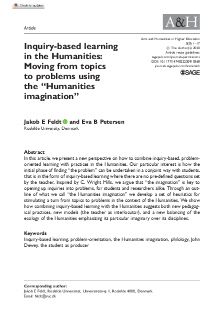 (PDF) Inquiry-based learning in the Humanities: Moving from topics to ...