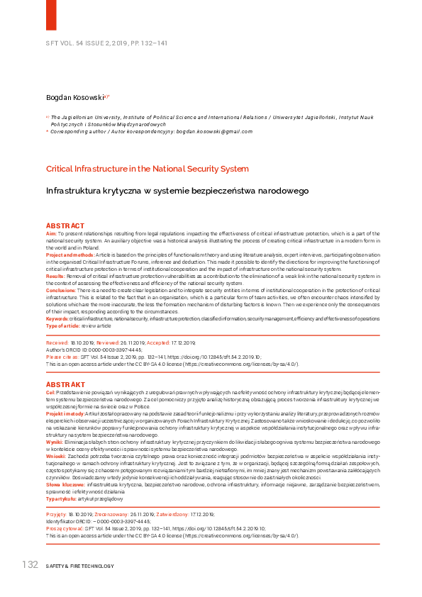 (PDF) Critical Infrastructure in the National Security System