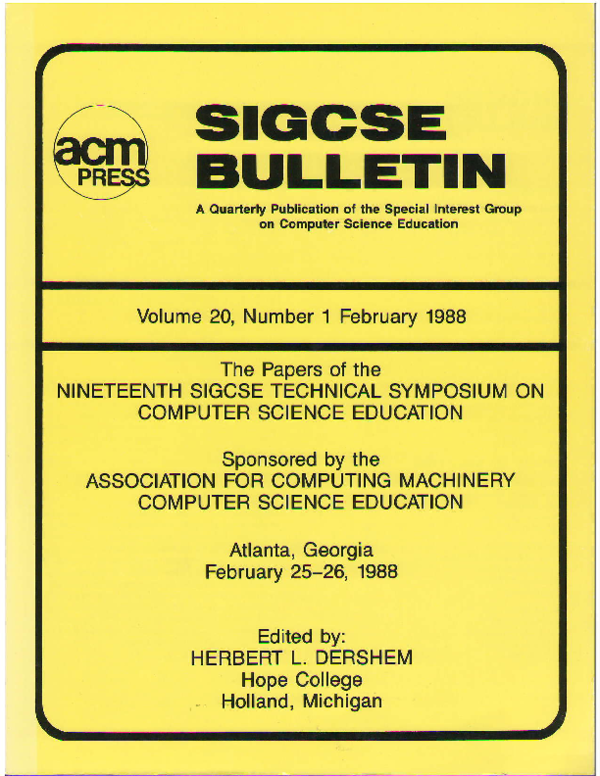 (PDF) The Papers of the Nineteenth SIGCSE Technical Symposium on ...