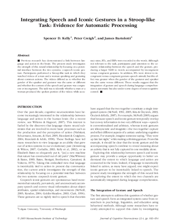 (PDF) Integrating speech and iconic gestures in a stroop-like task ...