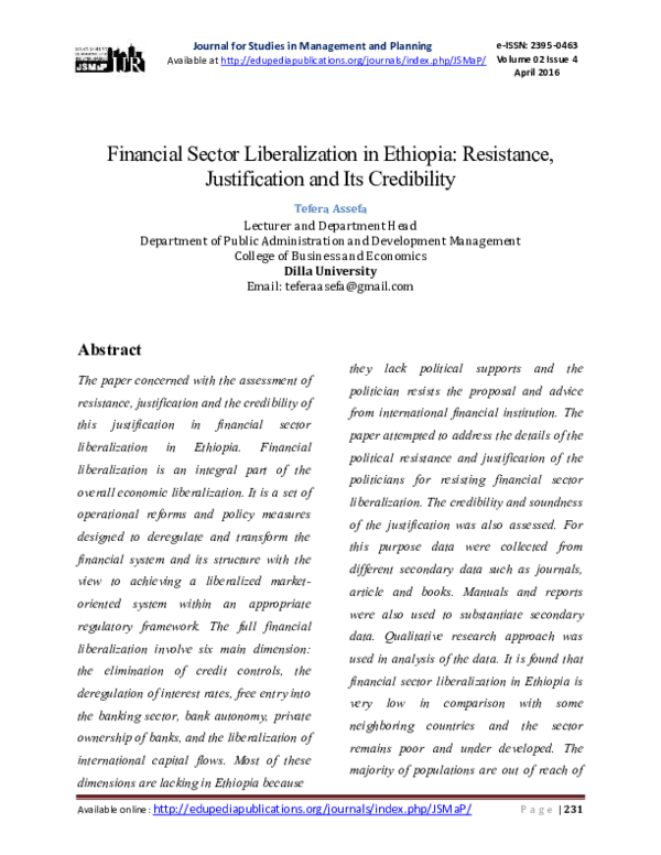 PDF) Journal for Studies in Management and Planning Financial 