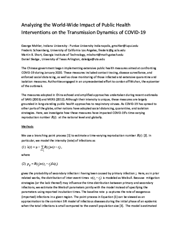 (PDF) Analyzing the World-Wide Impact of Public Health Interventions on ...