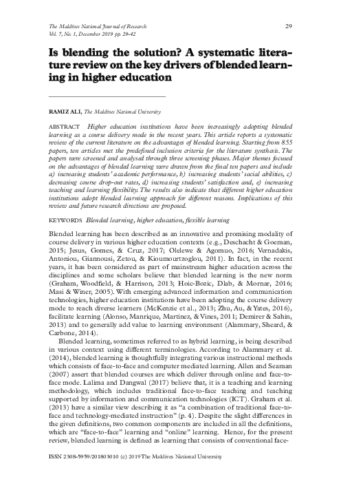(PDF) Is blending the solution? A systematic literature review on the ...