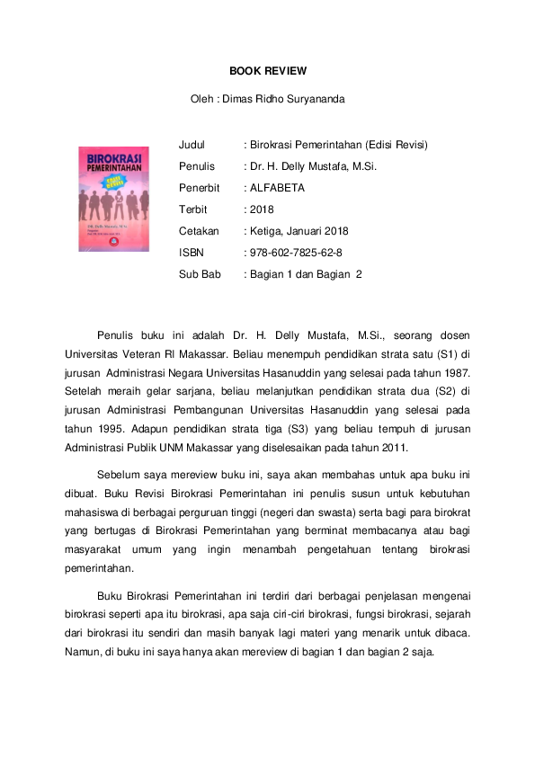 Pdf Review Buku Birokrasi Pemerintahan Edisi Revisi Dridho Ajadeh Academia Edu