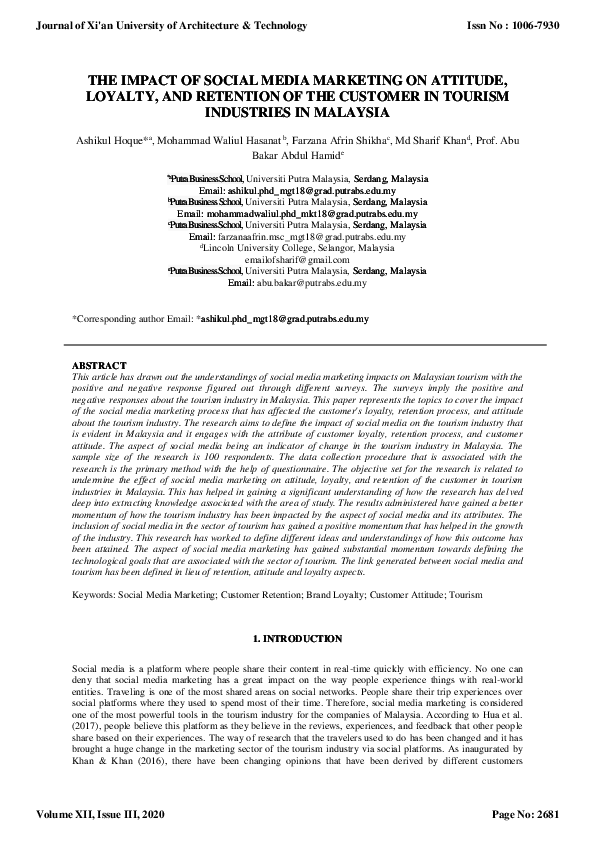 (PDF) THE IMPACT OF SOCIAL MEDIA MARKETING ON ATTITUDE, LOYALTY, AND ...