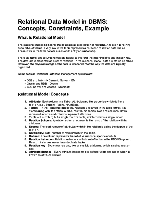 (DOC) Assignment on relational database management system