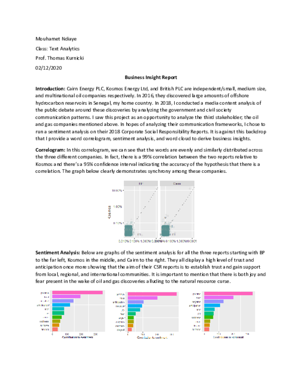 (PDF) Text Analytics BI Report