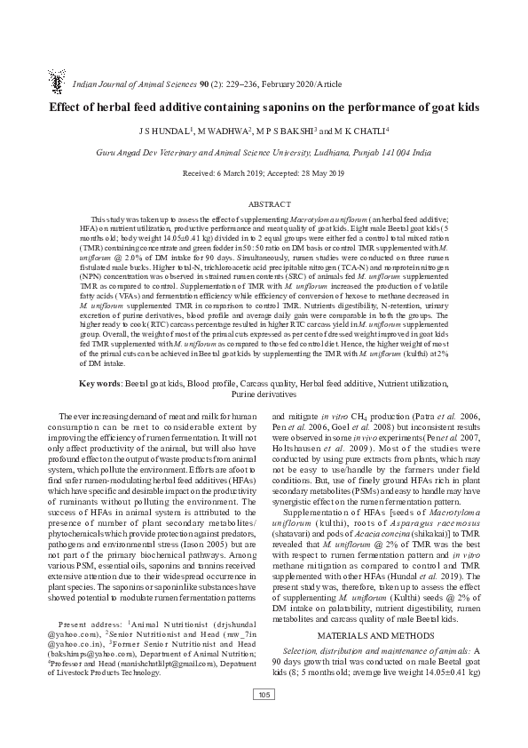 (PDF) Effect of herbal feed additive containing saponins on the ...