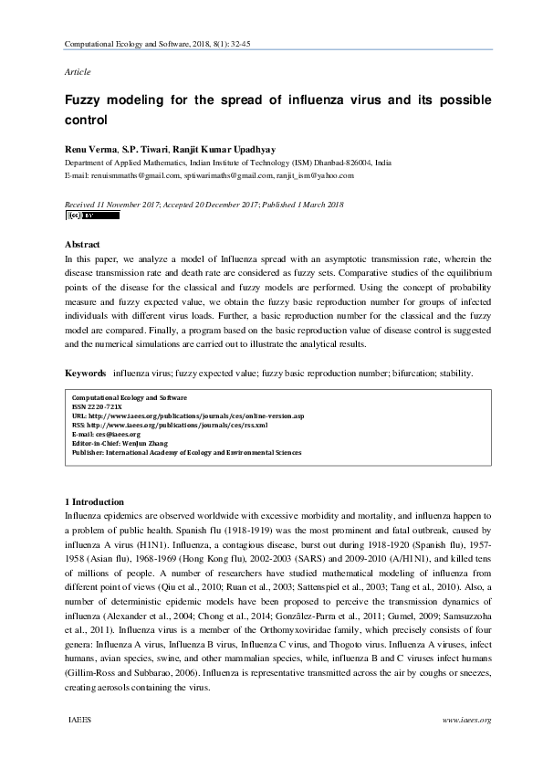 (PDF) Fuzzy modeling for the spread of influenza virus and its possible ...