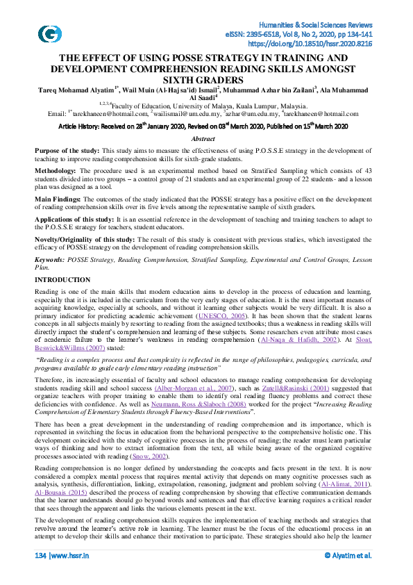 (PDF) THE EFFECT OF USING POSSE STRATEGY IN TRAINING AND DEVELOPMENT ...