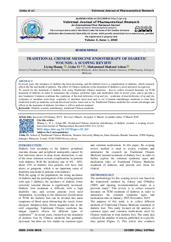 (PDF) TRADITIONAL CHINESE MEDICINE ENDOTHERAPY OF DIABETIC WOUNDS: A ...
