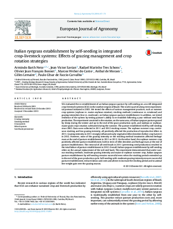 (PDF) Italian ryegrass establishment by self-seeding in integrated crop ...