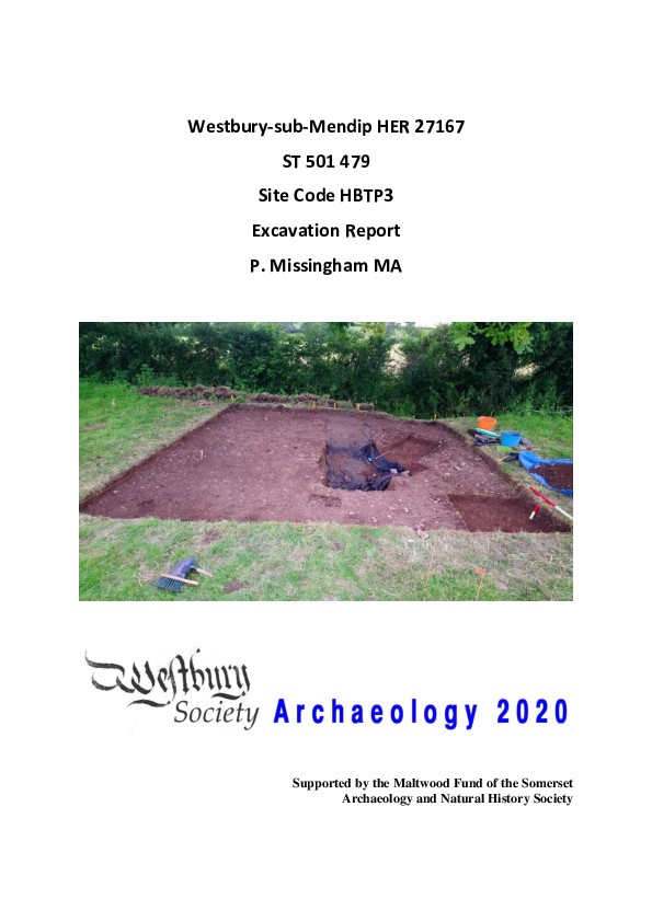 (PDF) WestburysubMendip HER 27167 Excavation Report Pete Missingham