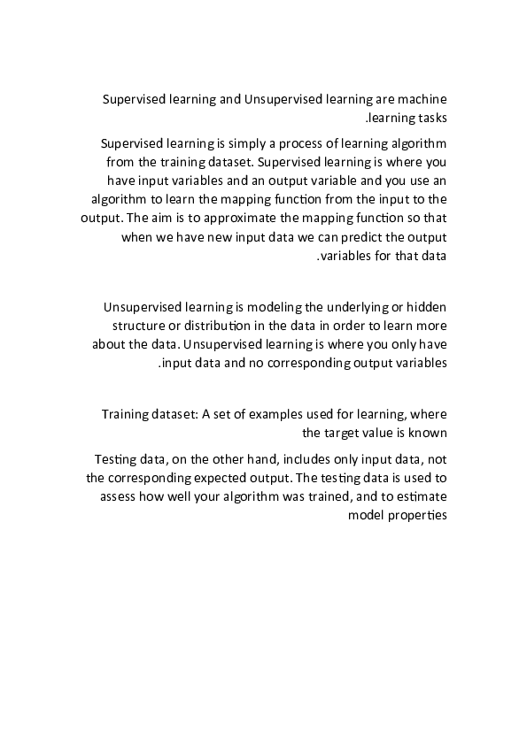 (DOC) Supervised learning and Unsupervised learning are machine ...