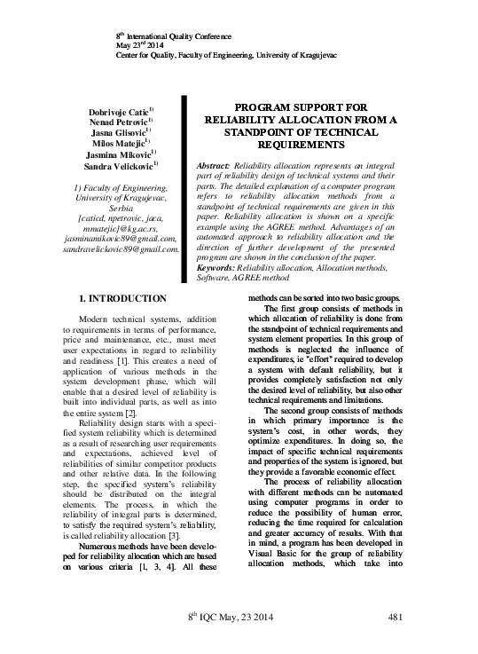 (PDF) Program support for reliability allocation from a standpoint of ...