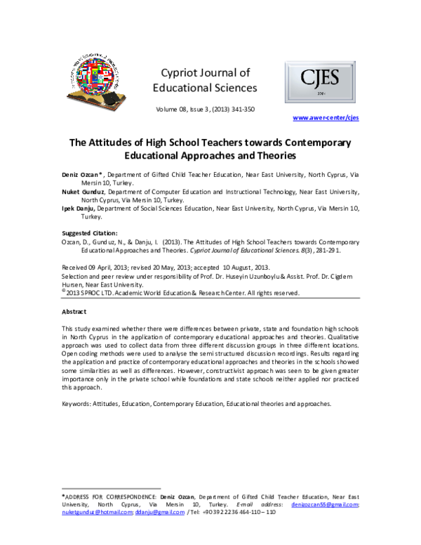 (PDF) The Attitudes of High School Teachers towards Contemporary ...