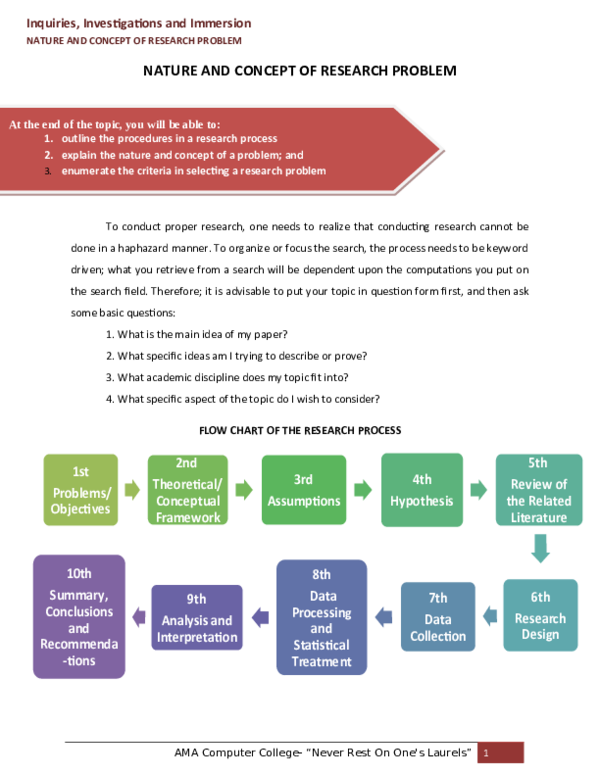 (DOC) NATURE AND CONCEPT OF RESEARCH PROBLEM (1)