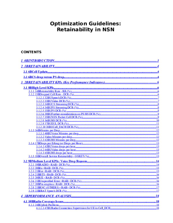 (PDF) Optimization Guidelines Retainability in NSN CONTENTS Chahla