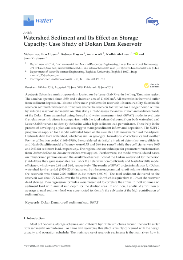 (PDF) Watershed Sediment and Its Effect on Storage Capacity: Case Study ...