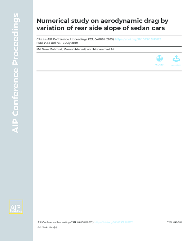 (PDF) Numerical study on aerodynamic drag by variation of rear side ...
