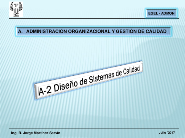 (PDF) A. ADMINISTRACIÓN ORGANIZACIONAL Y GESTIÓN DE CALIDAD EGEL -ADMON
