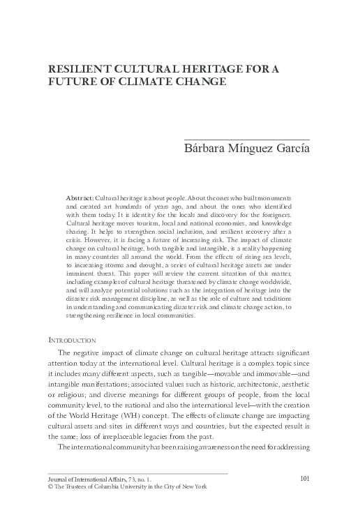 (PDF) Resilient Cultural Heritage for a Future of Climate Change