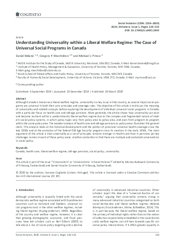 (PDF) Understanding Universality within a Liberal Welfare Regime: The ...