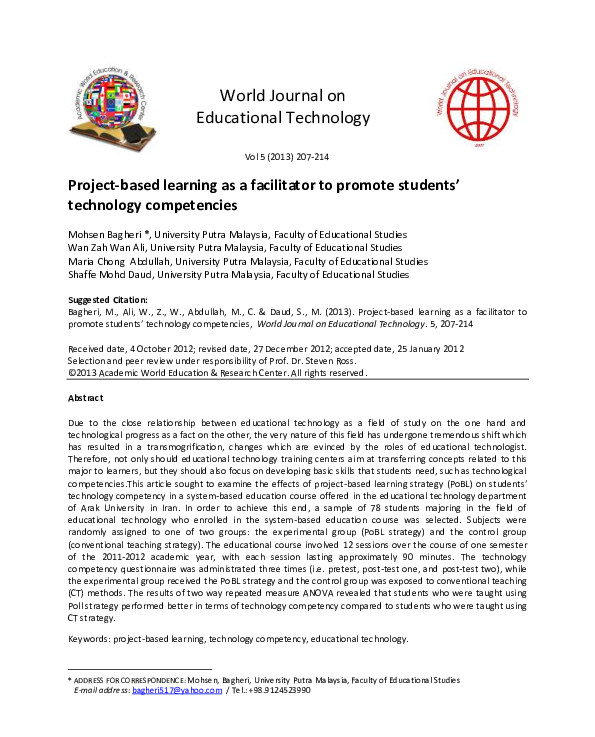 (PDF) Project-based learning as a facilitator to promote students ...